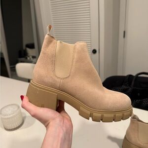 Steve Madden Beige Suede Ankle Booties
